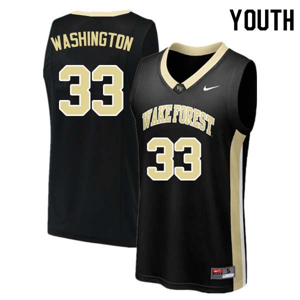 Youth #33 Rich Washington Wake Forest Demon Deacons College Basketball Jerseys Sale-Black - Click Image to Close